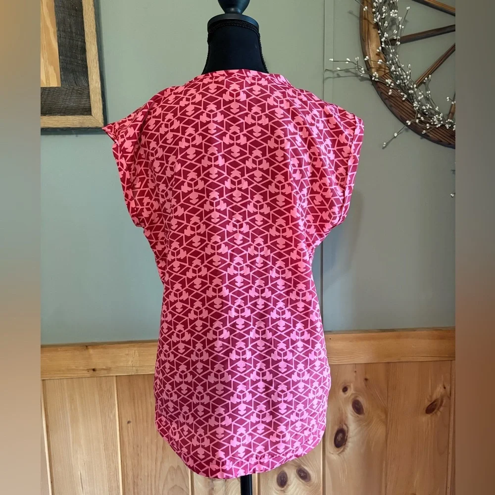 J. Crew Geometric Cap-Sleeve Blouse size 6
